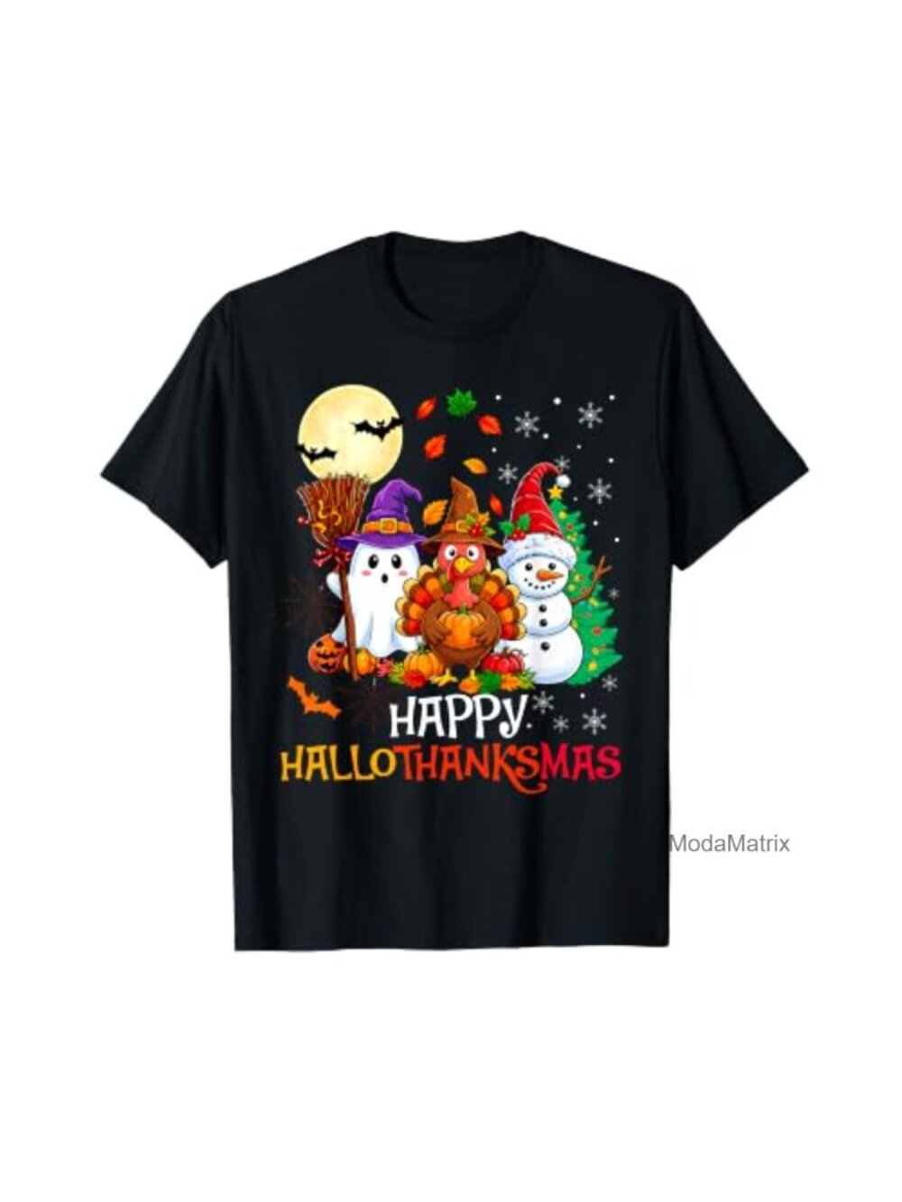 HalloThanksMas Holiday T-Shirt Lightweight Classic Fit Double-Needle Hem